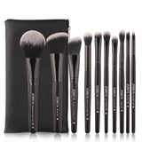 Black Makeup Brushes 10pcs Synthetic Fibers