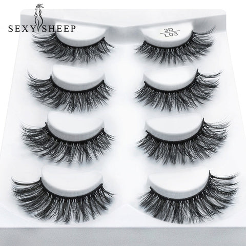 pairs natural false eyelashes fake lashes long makeup 3d mink lashes