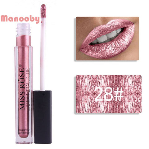 12 Colors Metallic Shimmer Liquid Lipstick