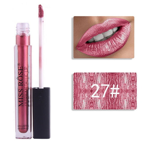 12 Colors Metallic Shimmer Liquid Lipstick