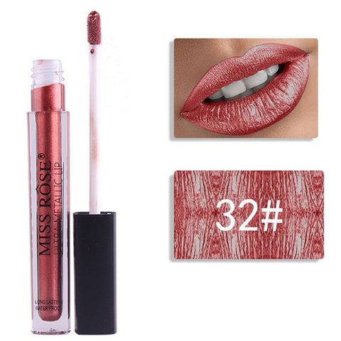 12 Colors Metallic Shimmer Liquid Lipstick